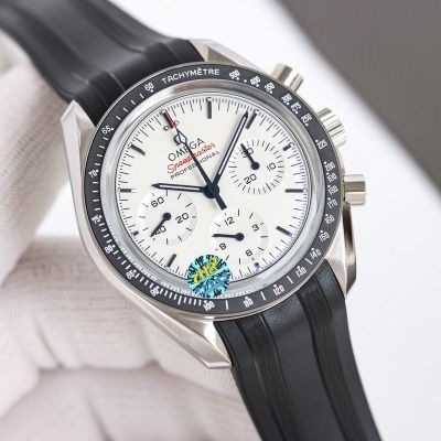 Omega Speedmaster 42MM 316L Steel 3861 Movement Rubber Strap Watch